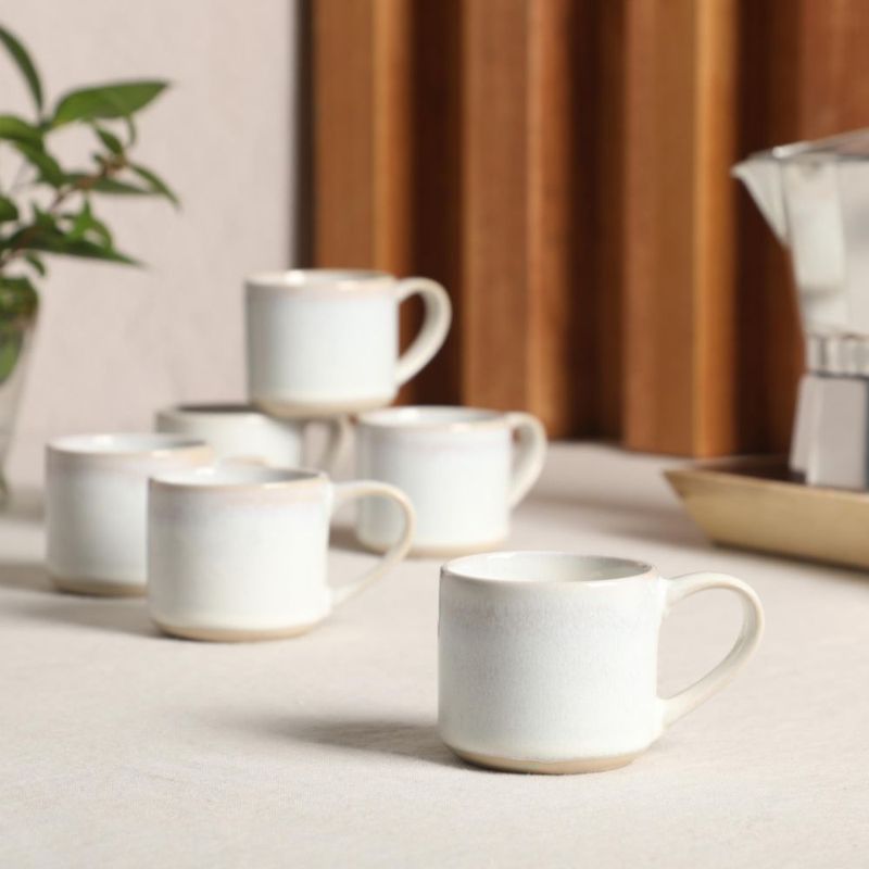 Juego de 6 tazas de espresso Mr. Coffee 110 ml color blanco