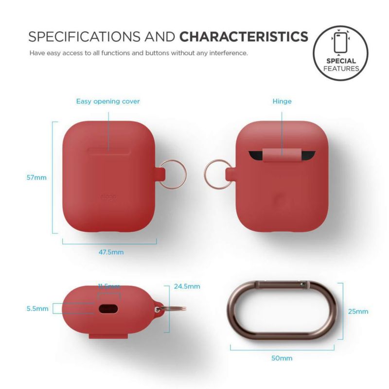 Funda elago de silicona con llavero para AirPods 1 y 2