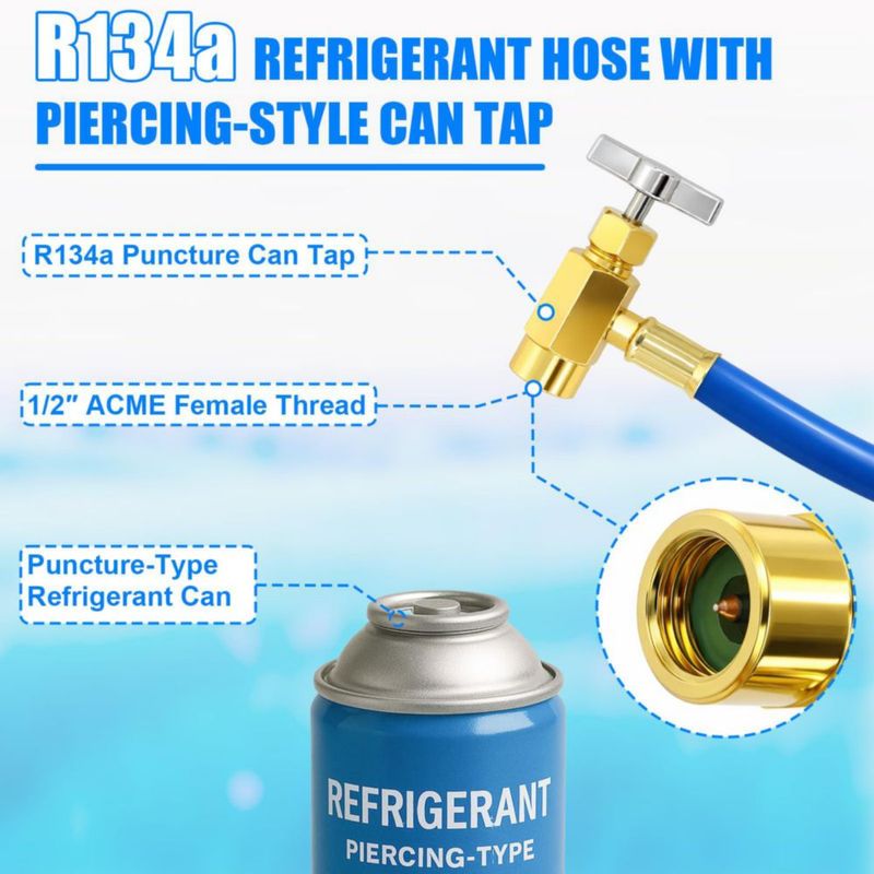 Kit de Recarga de Refrigerante Wadoy R134A/R12/R22 48 cm 1/4" SAE