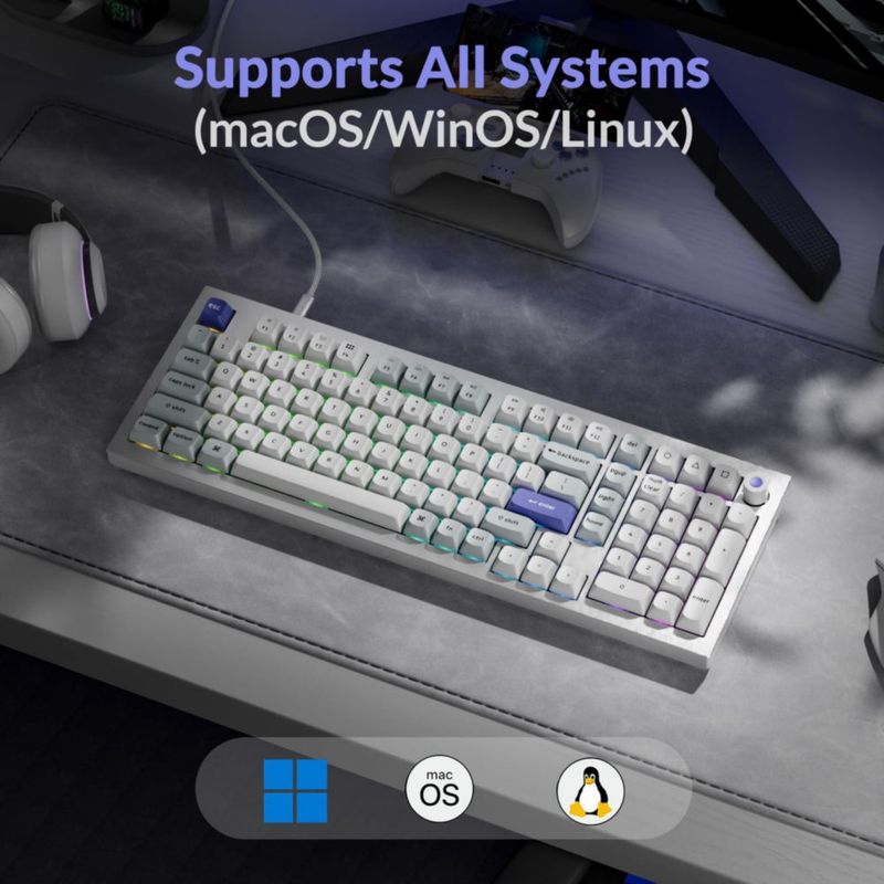 Teclado Keychron Q5 HE 96% con cable RGB intercambiable en caliente blanco