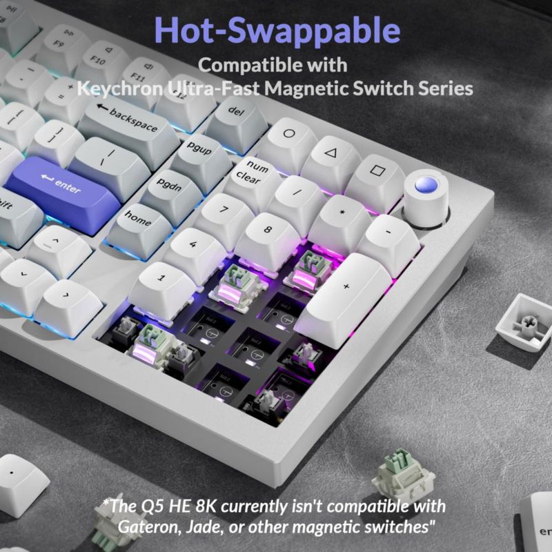 Teclado Keychron Q5 HE 96% con cable RGB intercambiable en caliente blanco