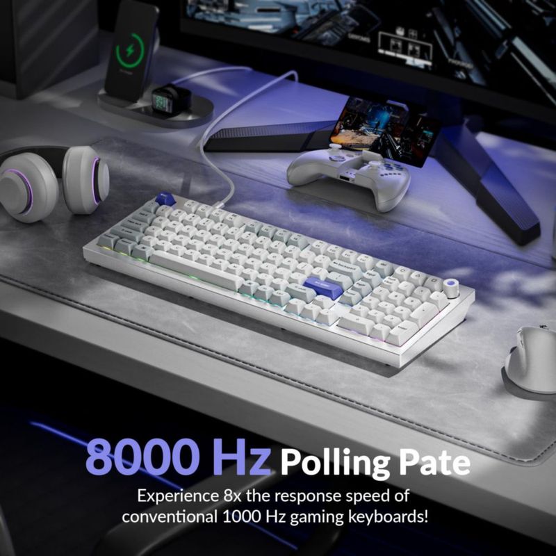 Teclado Keychron Q5 HE 96% con cable RGB intercambiable en caliente blanco