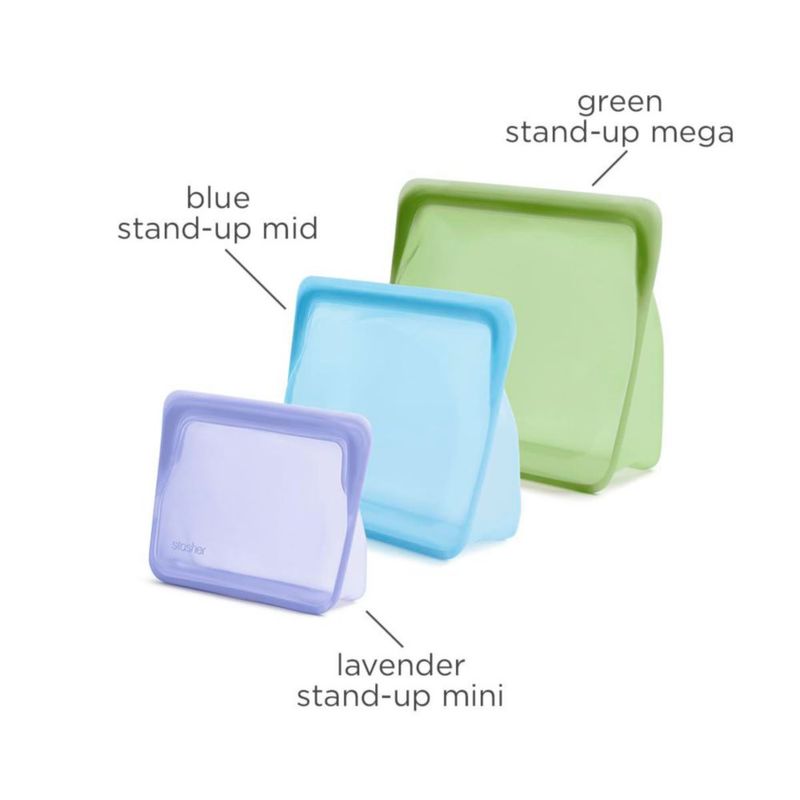 Bolsas de silicona Stasher Paquete de 3 multicolor 28/56/104 fl oz