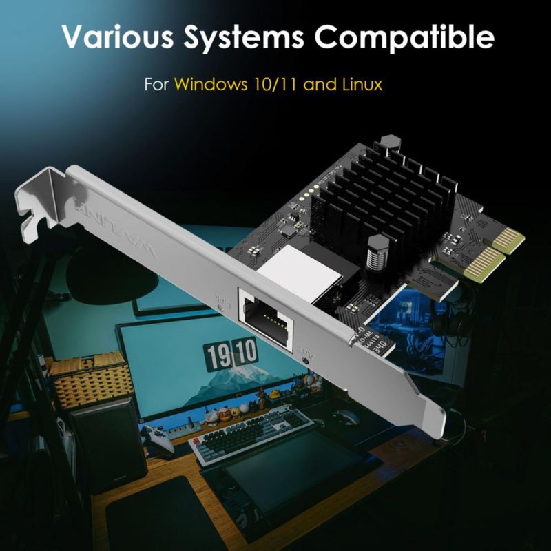 Tarjeta de red PCIe WAVLINK 5Gb RJ45 con blindaje metálico