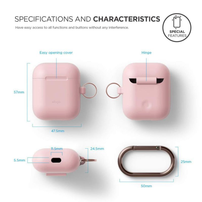 Estuche de silicona elago con llavero para AirPods 1 y 2