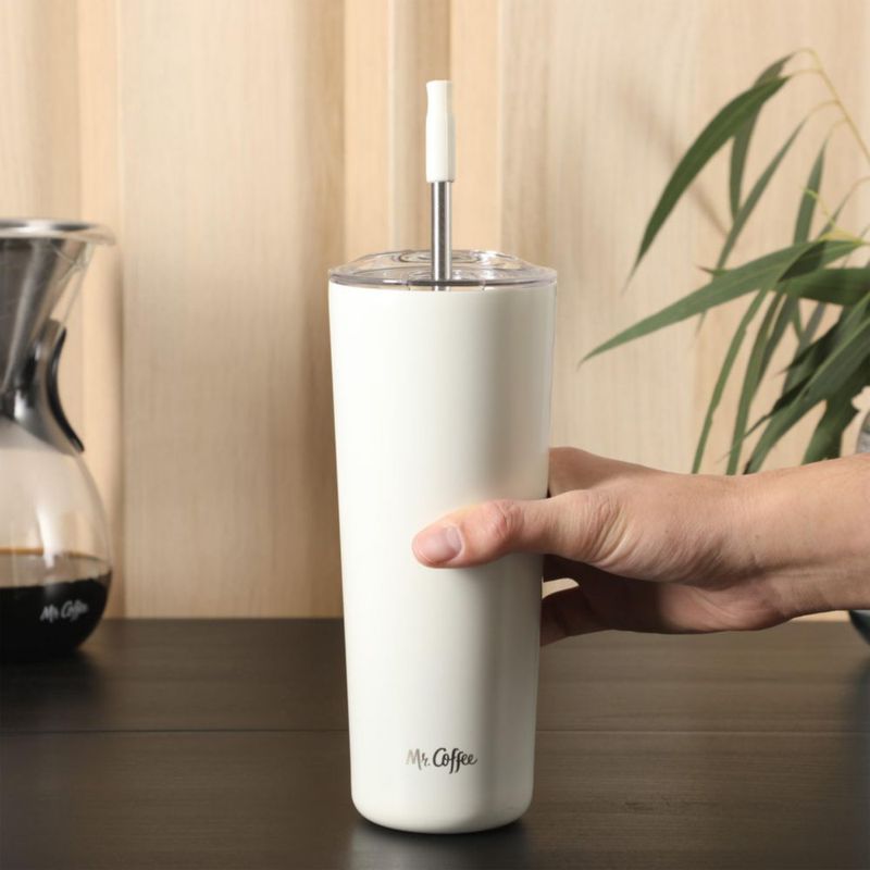 Vaso de consumo Mr. Coffee 650 ml blanco con pajilla