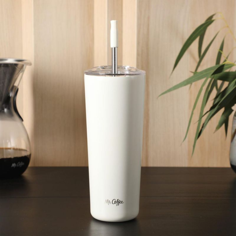 Vaso de consumo Mr. Coffee 650 ml blanco con pajilla