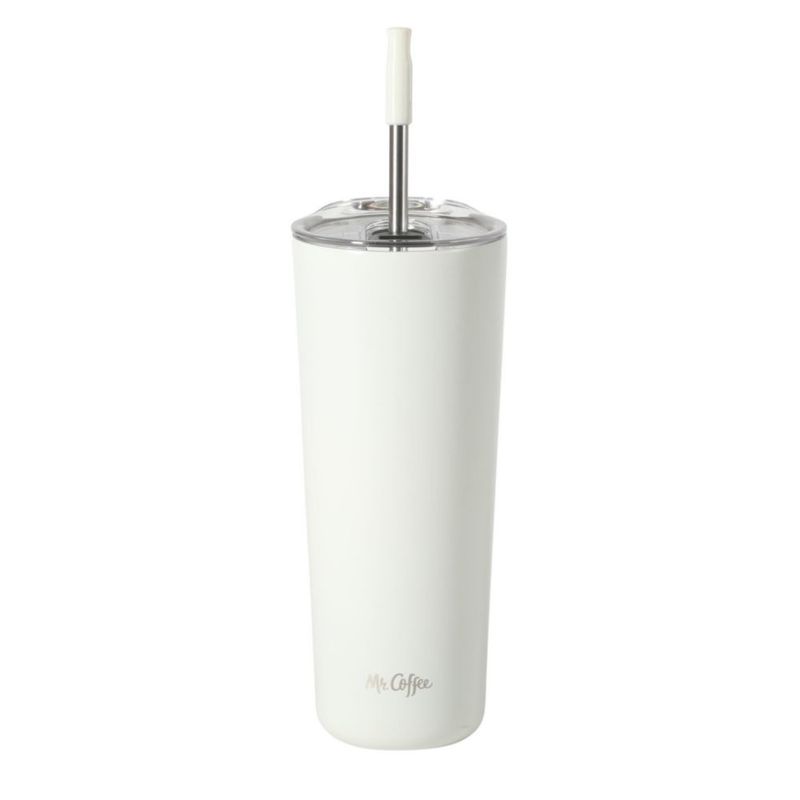 Vaso de consumo Mr. Coffee 650 ml blanco con pajilla