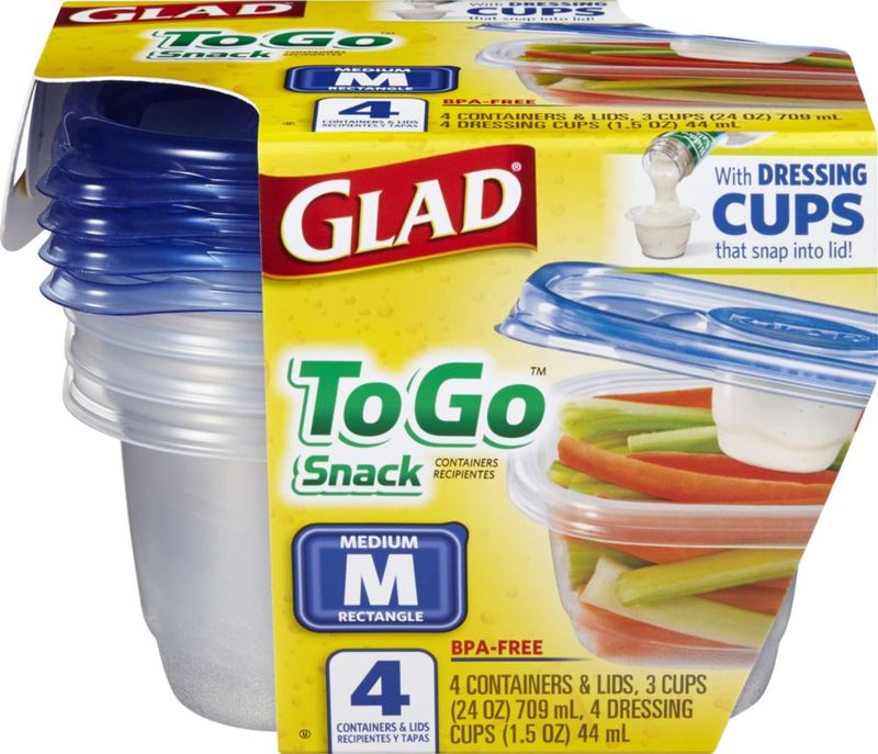 Contenedores de snack rectangulares GladWare To-Go 709 ml (24 oz) – Pack de 6