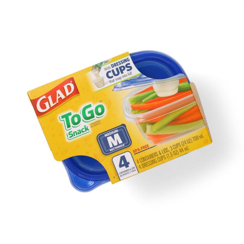 Contenedores de snack rectangulares GladWare To-Go 709 ml (24 oz) – Pack de 6