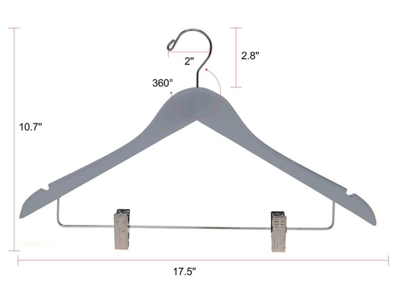 Perchas de ropa Quality Hangers 20 unidades 36 cm gris