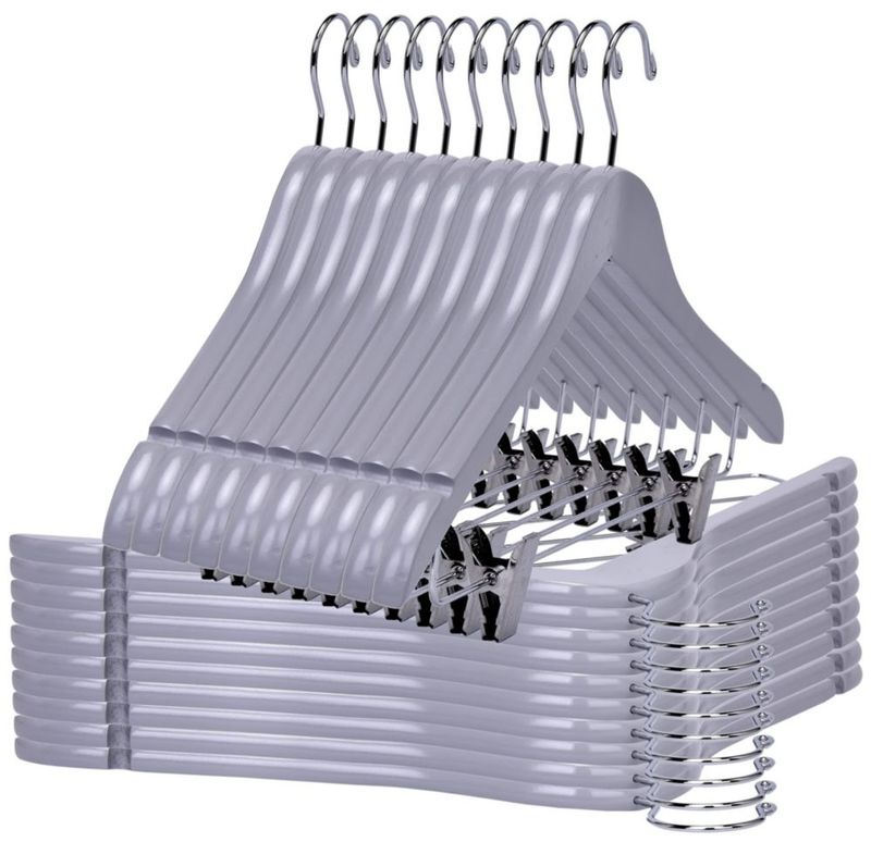 Perchas de ropa Quality Hangers 20 unidades 36 cm gris