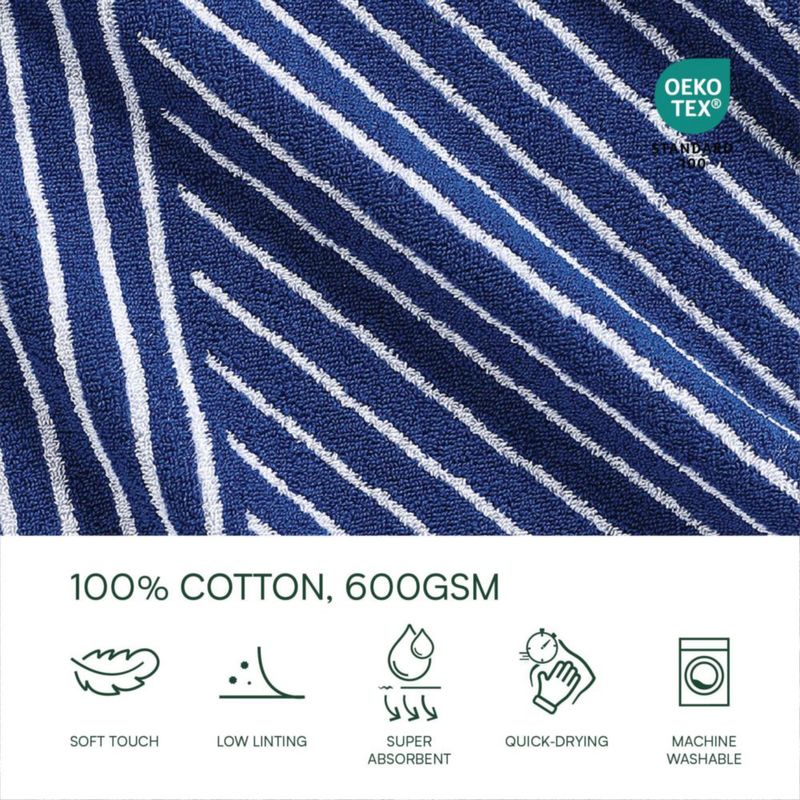 Toalla Lacoste 76 cm × 137 cm Azul Surf Algodón a Rayas