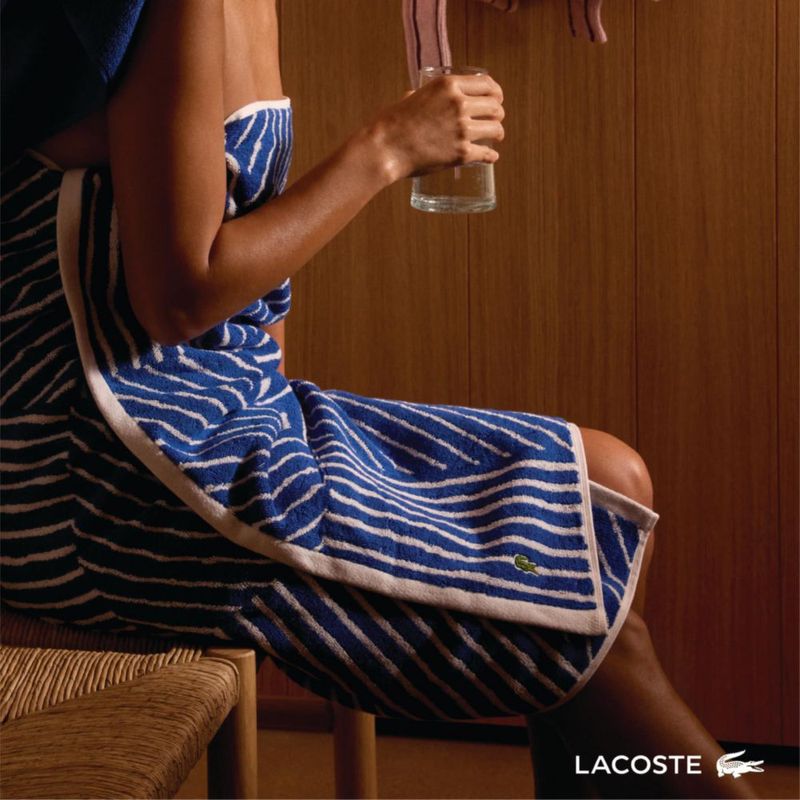 Toalla Lacoste 76 cm × 137 cm Azul Surf Algodón a Rayas
