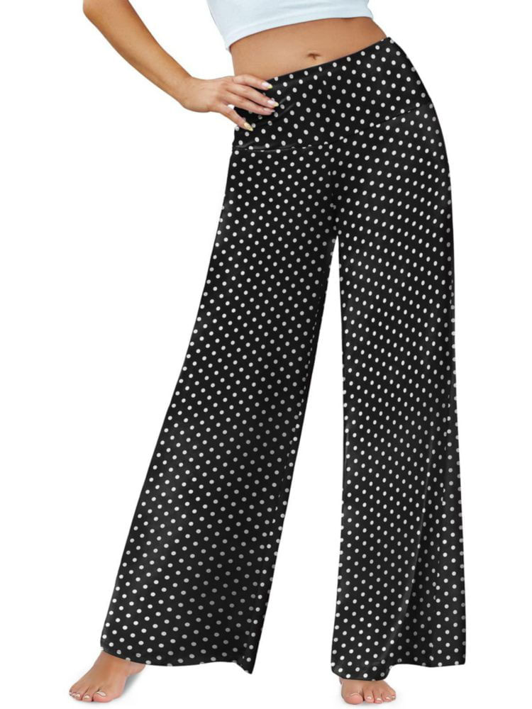 Pantalones Palazzo Arolina Pierna Ancha con Lunares y Cintura Alta