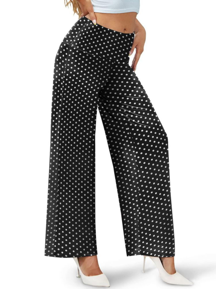 Pantalones Palazzo Arolina Pierna Ancha con Lunares y Cintura Alta