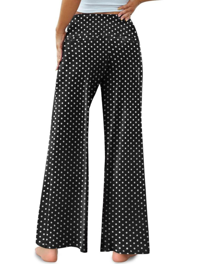Pantalones Palazzo Arolina Pierna Ancha con Lunares y Cintura Alta