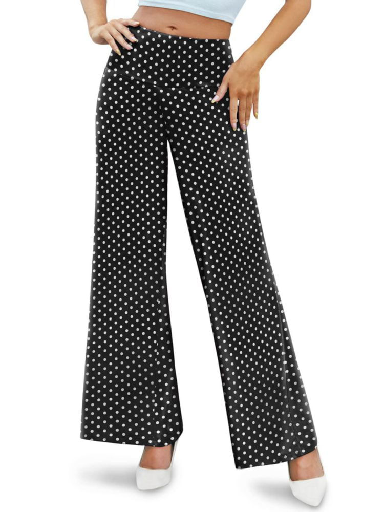 Pantalones Palazzo Arolina Pierna Ancha con Lunares y Cintura Alta