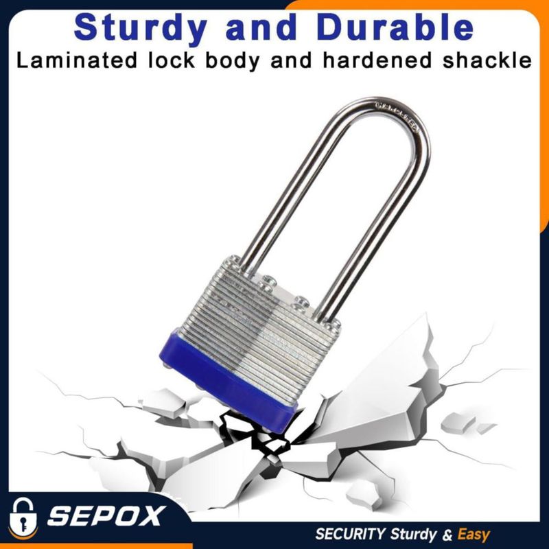SEPOX Pack de 12 candados con la misma llave y grillete de 6 cm