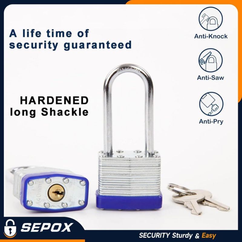 SEPOX Pack de 12 candados con la misma llave y grillete de 6 cm