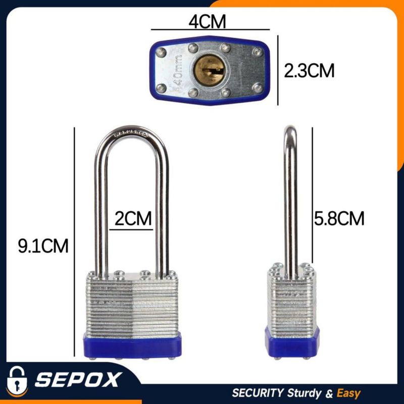 SEPOX Pack de 12 candados con la misma llave y grillete de 6 cm