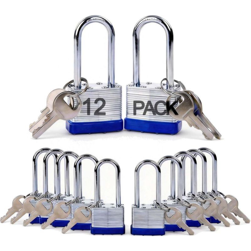 SEPOX Pack de 12 candados con la misma llave y grillete de 6 cm