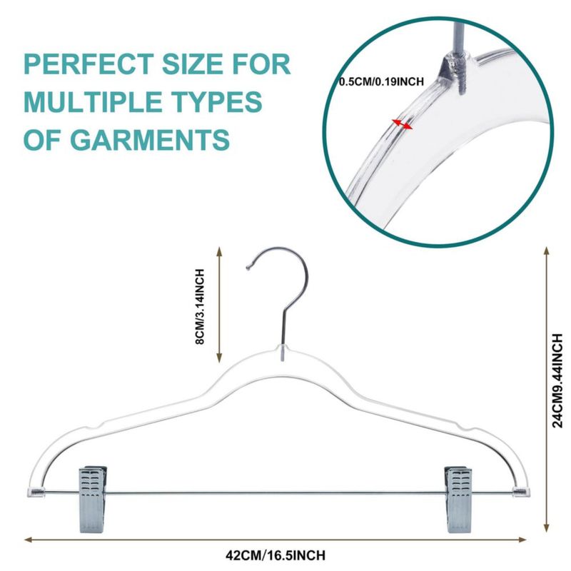 Perchas para pantalones de calidad transparentes paquete de 5 (42 cm)