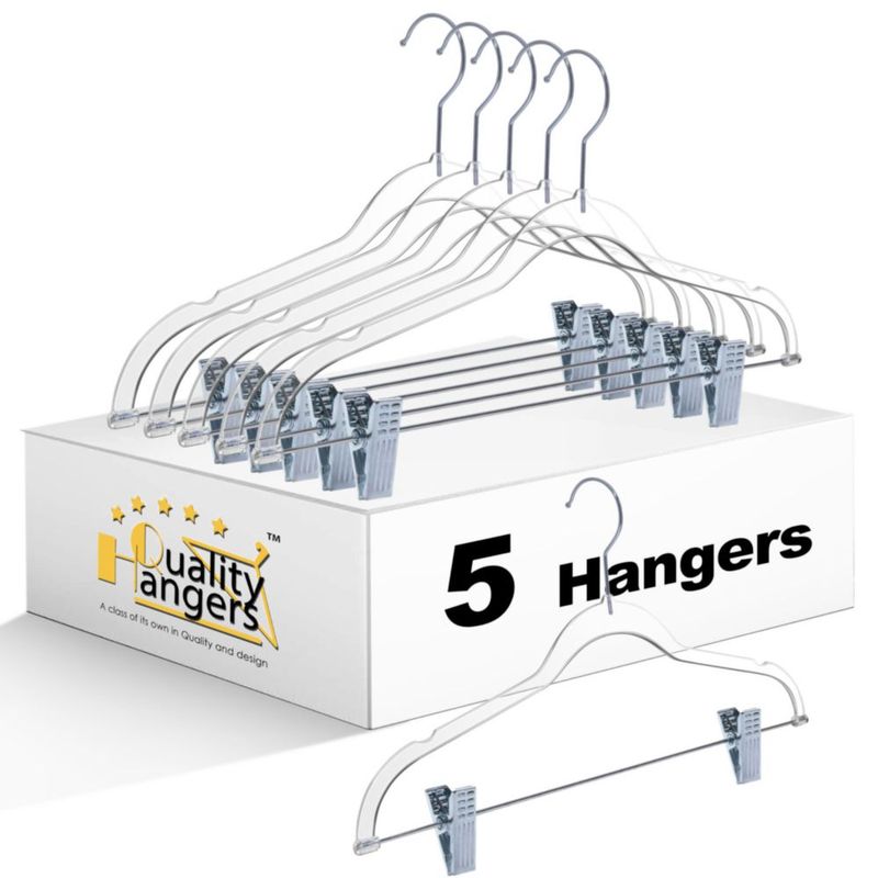 Perchas para pantalones de calidad transparentes paquete de 5 (42 cm)