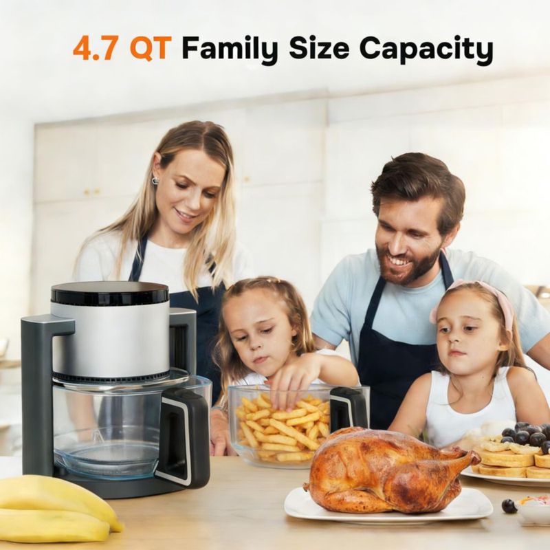 Freidora de Aire Simple Deluxe 4.7 L Vidrio 1300 W Plateado