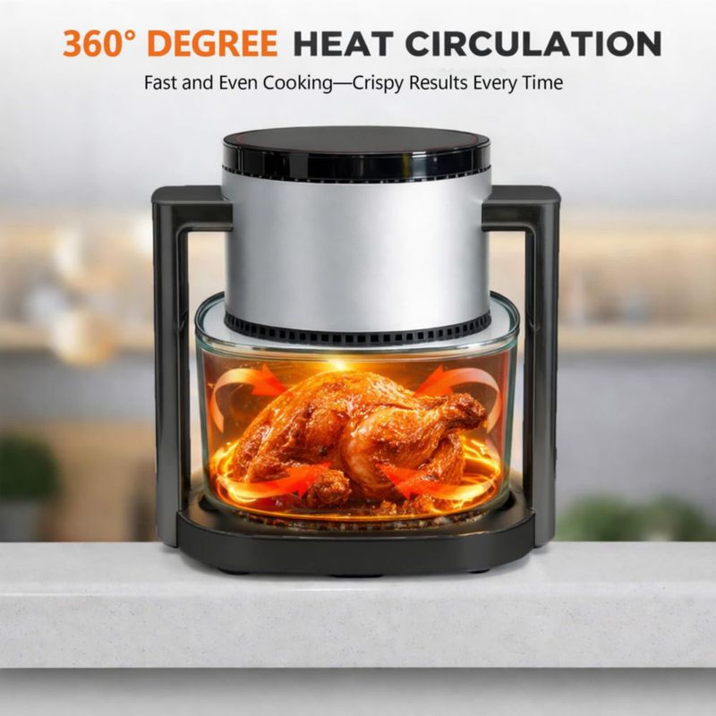Freidora de Aire Simple Deluxe 4.7 L Vidrio 1300 W Plateado
