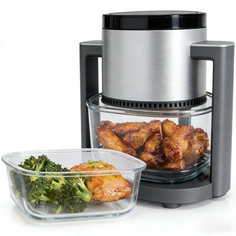 Freidora de Aire Simple Deluxe 4.7 L Vidrio 1300 W Plateado