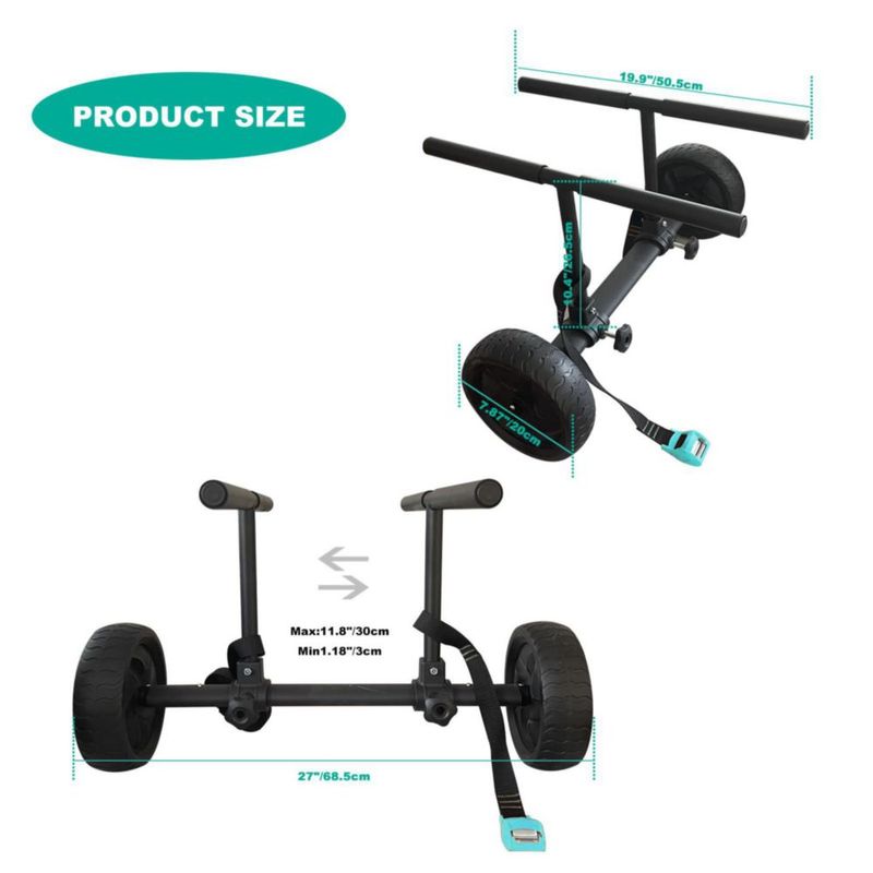 Carrito para Kayak HUIMENG Plegable 70 cm 75 kg Plateado+Negro+Naranja