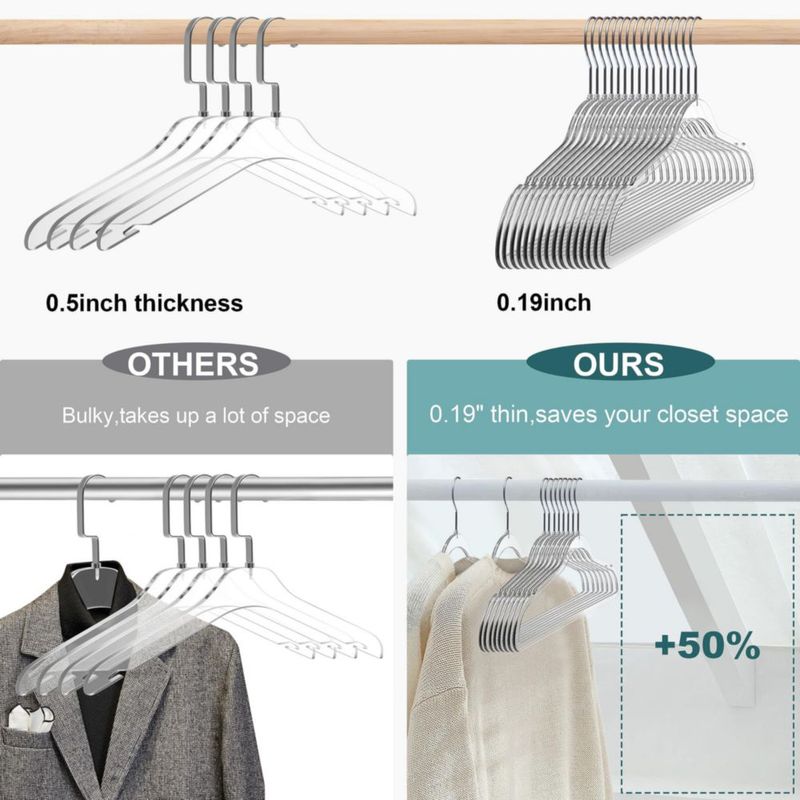 Perchas de ropa Quality Hangers 42 cm Pack de 50 transparentes