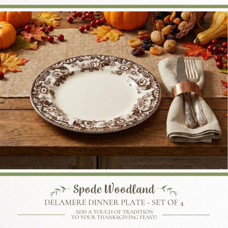 Juego de 4 platos de cena Spode Delamere de loza