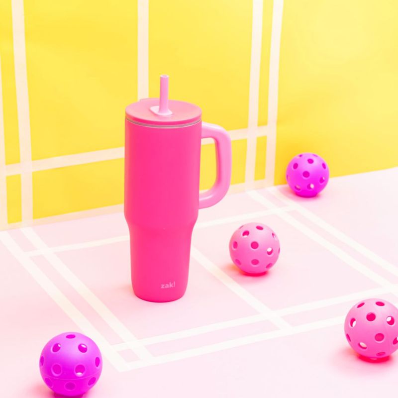 Vaso Térmico de Viaje Zak Designs 1183 ml Rosa con Pajilla