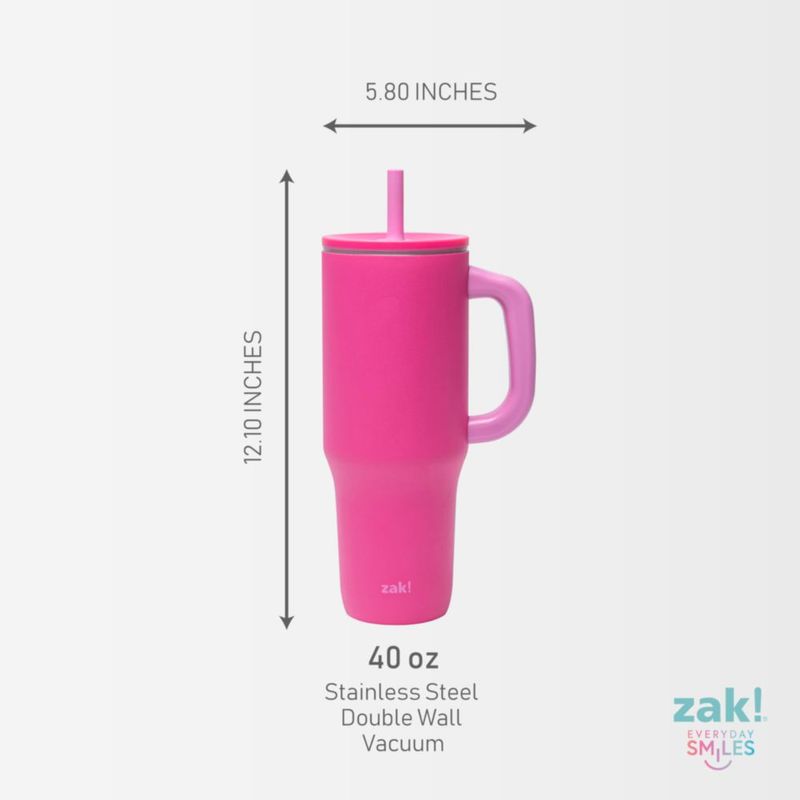 Vaso Térmico de Viaje Zak Designs 1183 ml Rosa con Pajilla