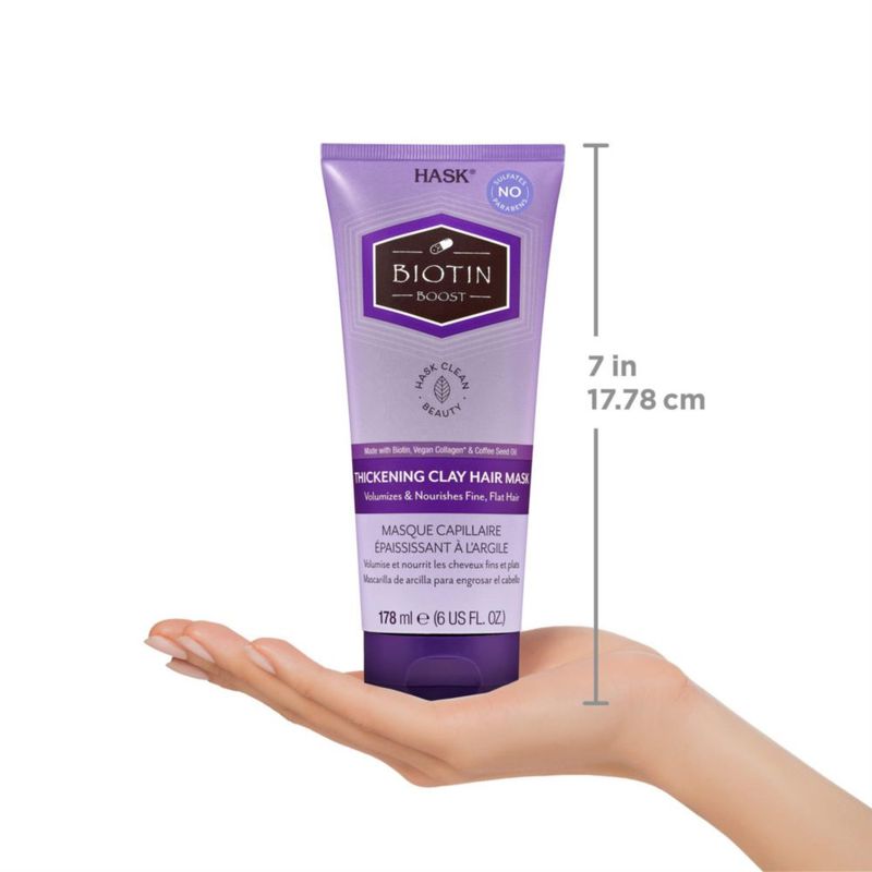 Mascarilla Capilar HASK Biotina 178 ml con Arcilla Engrosadora