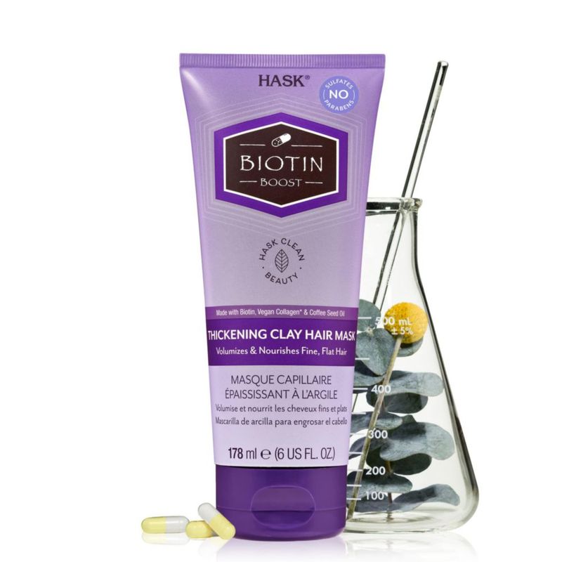 Mascarilla Capilar HASK Biotina 178 ml con Arcilla Engrosadora