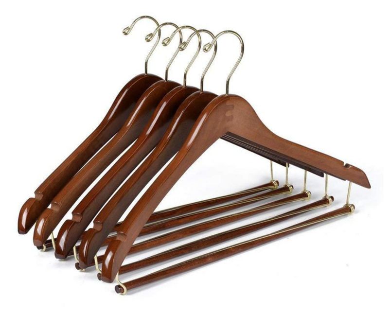 Perchas de Calidad con Acabado de Nogal Curvo - Pack de 10