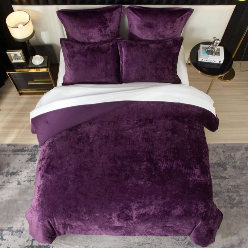 Juego de ropa de cama Ivellow Queen púrpura – 5 piezas de terciopelo