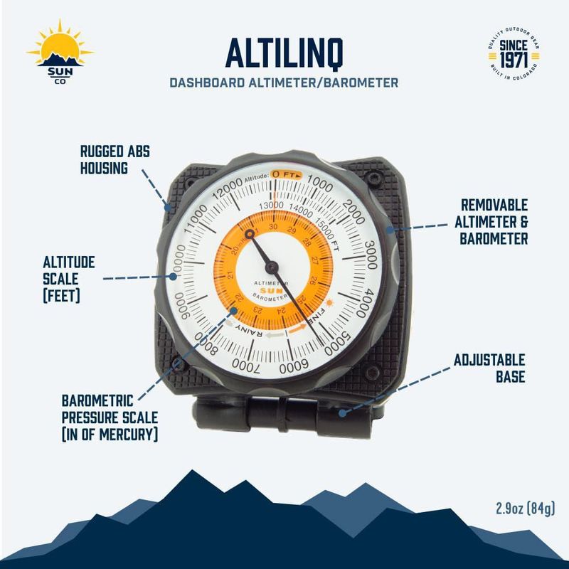 Altímetro Sun Company 0-4572 m para coche y camión (montaje en tablero)