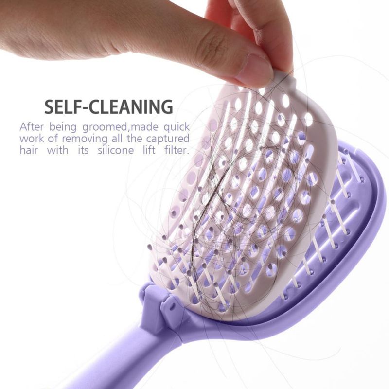 Cepillo de Pelo Plegable Rebex para Viaje con Autolimpieza