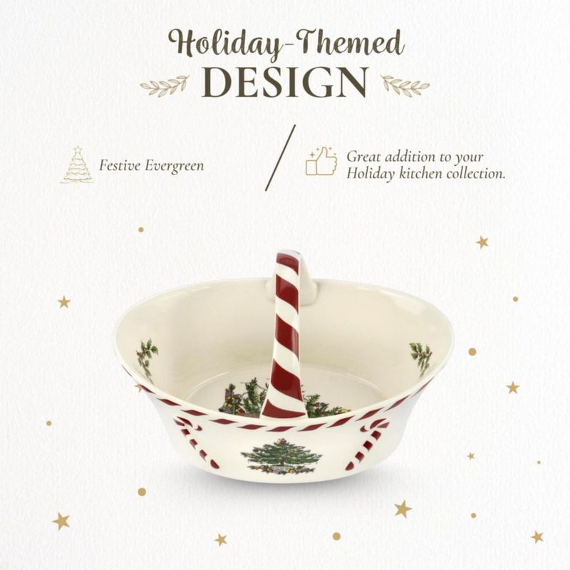 Cesta Spode con Árbol de Navidad y Mango Color Menta