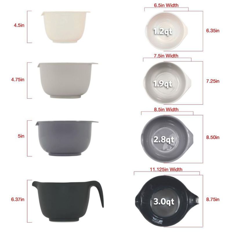 Juego de 4 tazones para mezclar Glad apilables gris aptos para lavavajillas