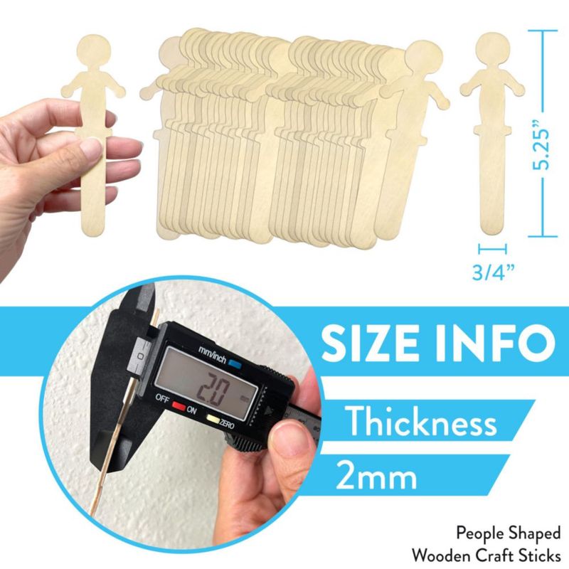 Palitos de Manualidades en Forma de Personas de Madera - Pack de 50 (13 cm)