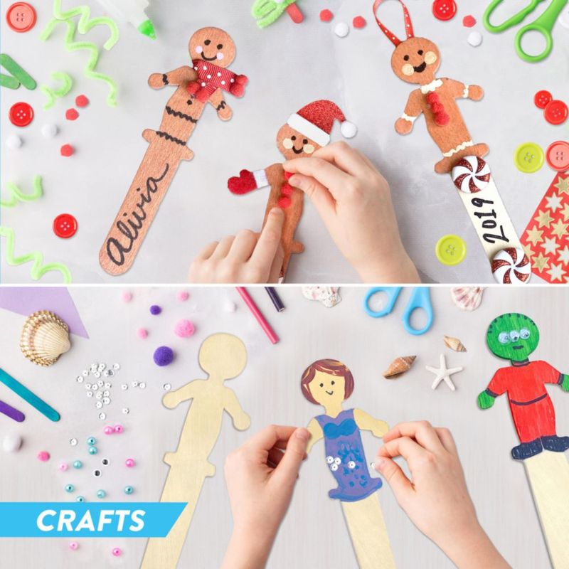 Palitos de Manualidades en Forma de Personas de Madera - Pack de 50 (13 cm)