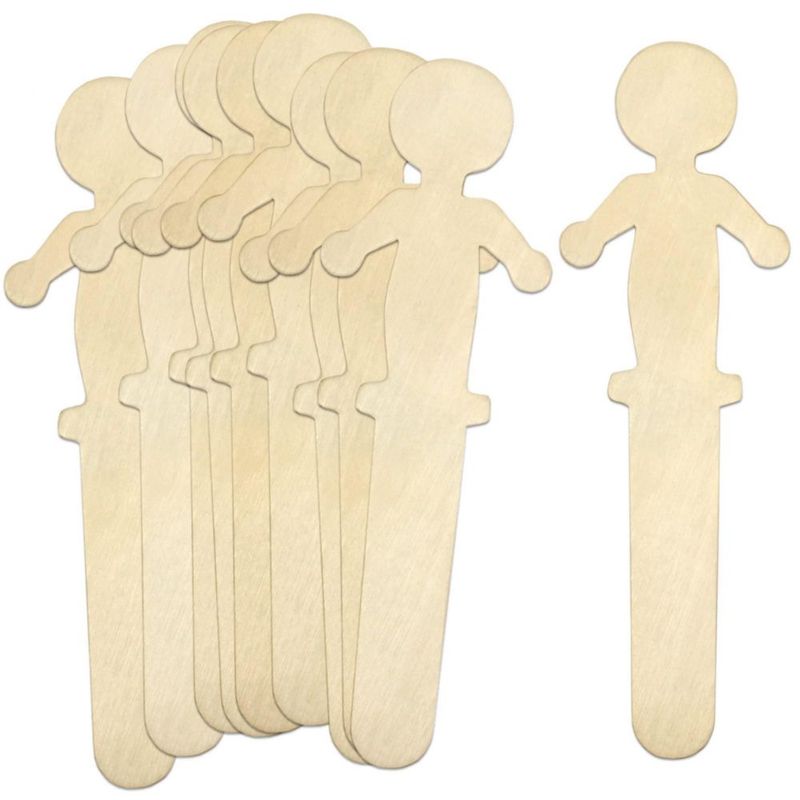 Palitos de Manualidades en Forma de Personas de Madera - Pack de 50 (13 cm)