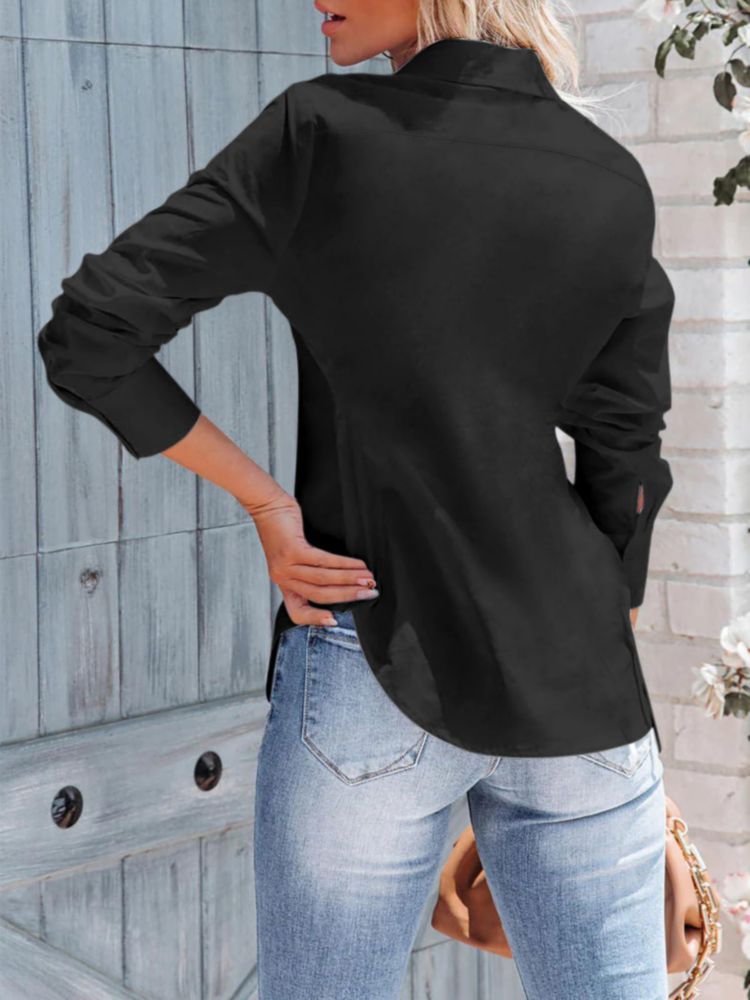 Camisa siliteelon de manga larga negra talla M antiarrugas
