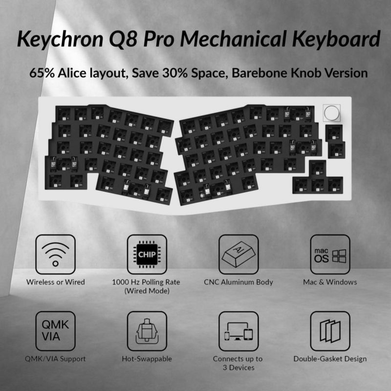 Teclado Keychron Q8 Pro inalámbrico RGB de aluminio
