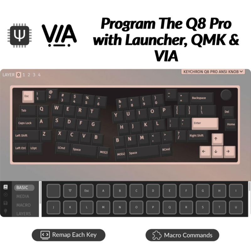 Teclado Keychron Q8 Pro inalámbrico RGB de aluminio
